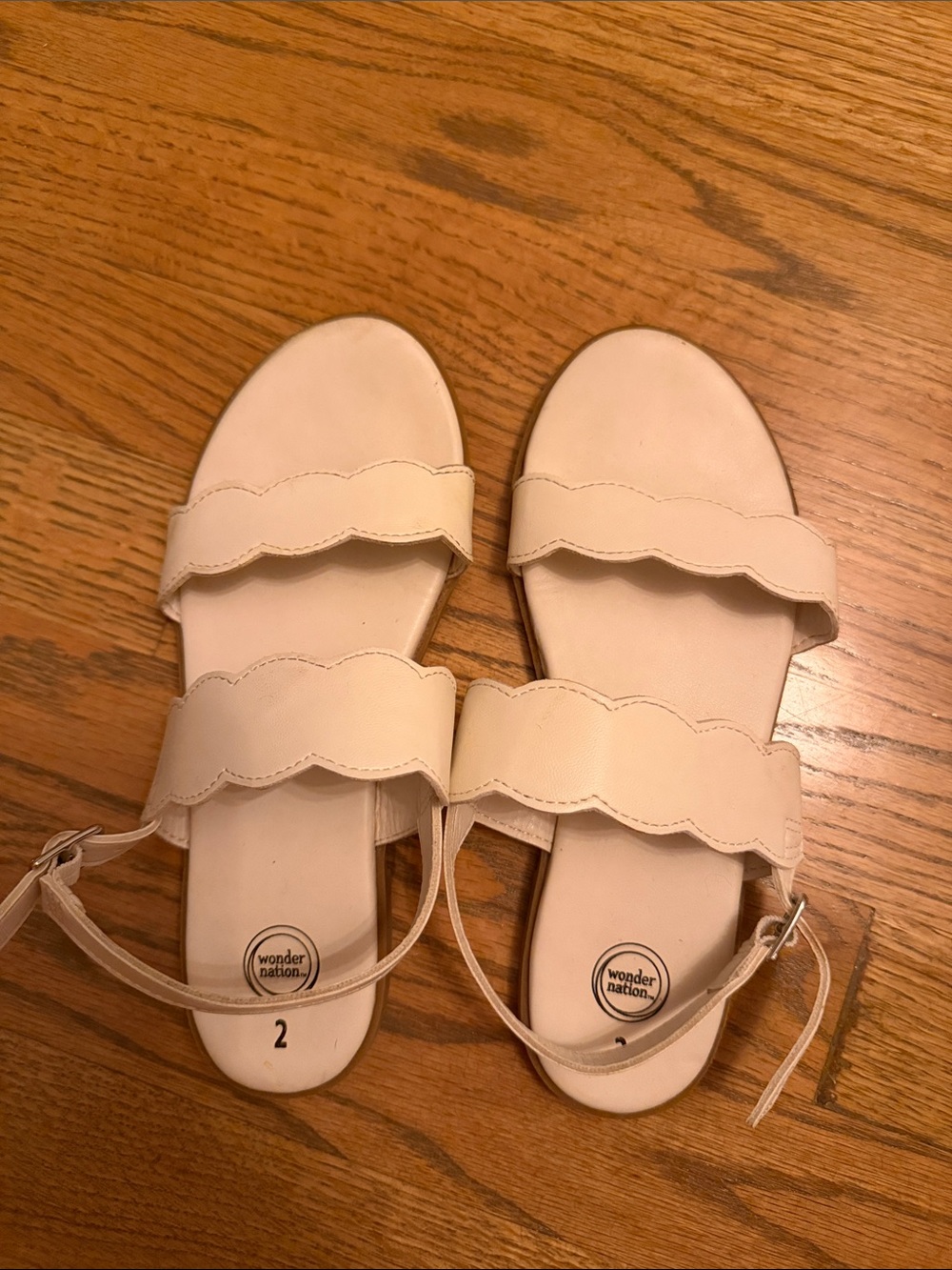 wonder nation Cream Scalloped Double-Strap Ankle Strap Sandals
